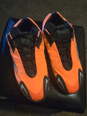 Yezzy by Adidas Men’s Orange and Black Running Sneakers